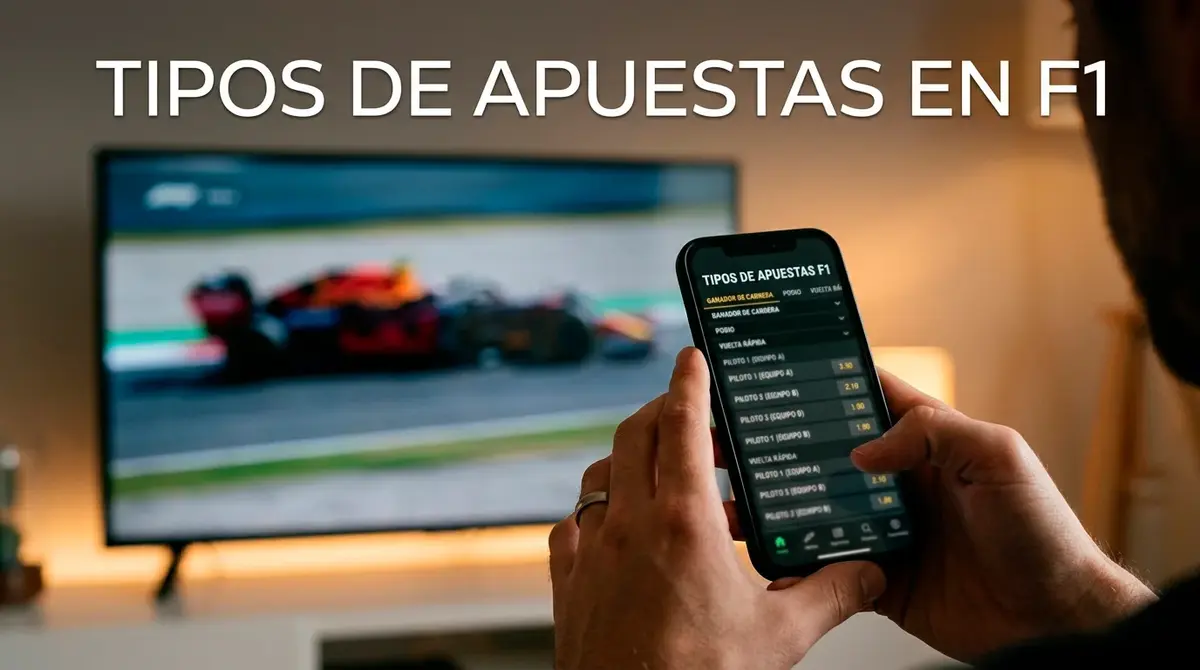 Tipos de apuestas en Fórmula 1 con mercados de carrera en pantalla durante un Gran Premio